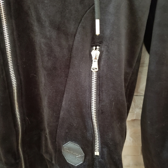 Women's Double-Striped Velvet Hooded Jacket - Picture 4 of 8